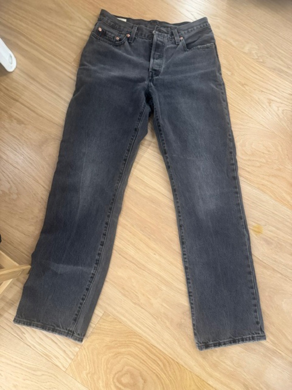 Levi's 501’s Black Grey Washed Slim Straight Jeans